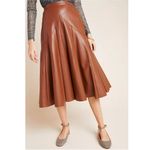 Anthropologie MAEVE x Mariska Faux Leather Midi Skirt, Brown, 8 (US) Photo 1