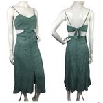 Flynn Skye  Cutout Midi Dress Polka Dot Green Button Down Tie Back Size S Photo 1