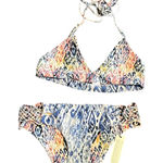 Gypsy 05  Sand Colorful Patterned Reversible Macrame Knotted Bikini Set Photo 0