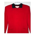 Jones New York 1980s  Red & Black Collar 100% Wool Dress USA Made small Photo 1