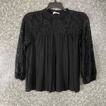 Kim & Cami Women's Black Lace Yoke Boho Goth Blouse Photo 0
