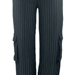 Urban Outfitters  Black White Striped High Waisted Cargo Jogger Trouser Pants XS Photo 0