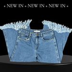 ZARA Size 4 Trafaluc Denimwear Frayed Hem Loose Wide Leg High Rise Jeans Womens Photo 3