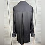 Old Navy  Long Sleeve Satin Boyfriend Button Up Shirt Black Jack-Large Photo 1
