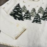 Vintage Christmas Tree Holiday beaded hand knitted sweater White Size M Photo 2
