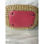 Coach Woven Straw Tote Bag Beige Pink Multi with Pink Handles Photo 15