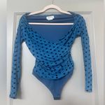 Lovers + Friends  Blue and Black Dotted Bodysuit Photo 0
