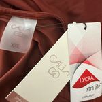 CALIA Long Sleeve Ruched Swim Rash Guard Top Red Brown Shine Size XXL NEW Photo 3