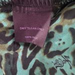 Hale Bob Hale Bob Silk Animal Print Button Up Blouse Top Teal Blue Brown Womens Photo 5