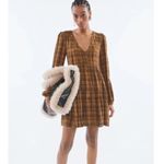 Urban Outfitters NWT  Plaid Long Sleeve Babydoll Dress Small Photo 1