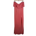 Lovers + Friends NWT  Anzen Gown Sz Large Coral Pink Strapless Maxi Slit‎ Wedding Photo 1