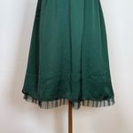 American Eagle NWT  Dark Green Satin Empire Waist Velvet Detail Dress Size 6 Photo 5