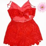 Lovers + Friends x Revolve Songbird Lace V-Neck Tie Back Romper: Red Photo 8