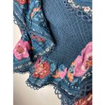 Farm Rio  Smocked Flounce Mini Skirt Blue Floral Large L‎ Photo 4