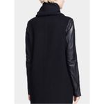 Vince  Black Leather-Sleeve Shawl Collar Wool Trench Minimalist Coat Size XS Photo 1