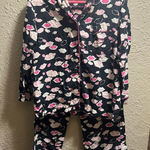 Victoria's Secret Victoria’s Secret Black With Pink Lips Pajama Set Woman’s Size Small Photo 0