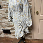 O.P.T. OnePrettyTime French tea floral printed elegant dress puff sleeves Sz S Photo 8