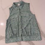 CAbi  Sleeveless Button Up Collared Blouse Women's Small Sea Glass Shimmer Green Photo 1