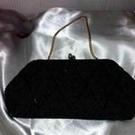 Antique vintage black beaded purse with chain handle. Photo 0