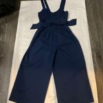 Forever 21 Contemporary Blue Wide Leg Jumpsuit Cut Out Tie Back Size S Photo 3