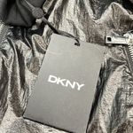 DKNY NWT Black Nylon Zip Up Cropped Cinched Long Sleeve Bomber Jacket Medium Photo 7