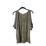 Next Level Apparel Lily White Gold Shimmer Cold Shoulder Top – Size XS – Metallic Loose Fit Photo 1