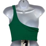 Naked Wardrobe  Green One Shoulder Asymmetrical Crop Top Tank Top NWT Party Club Photo 3