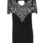 Laurence Kazar Black Sequin Covered Mini Dress Silver Details Large Photo 0