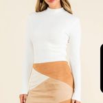 THML Suede Colorblock Mini Skirt in Tan/Cream Photo 8