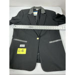 Anne Klein Womans Ann Klein 1 Button Long Sleeve Blazer Black XL Faux Leather Collar NWT Photo 4