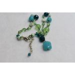 Source Unknown Vintage Chic Shades Of Blue/Green Silver Tone Link Chain Necklace Photo 1