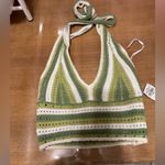 Hollister  Green and White Crochet Halter Top Size XS NWT Photo 1