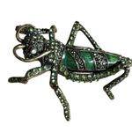 Heidi Daus "Madame Grasshopper" Crystal Green Enamel Brooch + Green Rope Cord Ne Photo 12