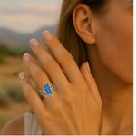 Handcrafted sparkly ring made with quality Austrian crystal adjustable Blue Photo 0