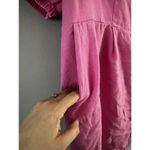 Old Navy  Pink Button Front Smocked Puff Sleeve Dress Sz 2x Linen Blend Photo 4