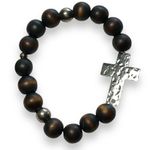 Unisex Set of 2 Beaded Cross Religious Christian Stretch Bracelets Photo 2