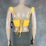 California Waves Yellow Smocked Ruffle Bikini Top NWT SMALL Photo 4