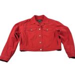 Ralph Lauren Polo Lauren  Red Denim Jacket Women's Small Cropped Trucker Logo Photo 1