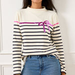 Talbots Sequin Ribbon Stripe Mockneck Tee Top Women's Size Medium Photo 0