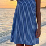 A New Day Blue Striped Cotton / Linen Summer Dress size M Photo 0