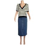 EMERSON FRY Luxe Emerson Knit Top, Mariner Stripe Tencel & Cashmere, Large White Photo 11