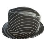 EUC Black and white pinstripe woven fedora hat, one size Photo 0