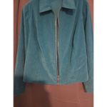 Cato Women's Blue Green Teal Suede Jacket Blazer 16W, Full Zip Coat, Winter Photo 3