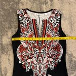New York & Company Black Dress with Red and White Design Photo 2
