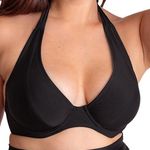 Shapermint Essentials Full Coverage Halter Bikini Top Black Size L Size L Photo 0