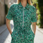 ZARA NWT  ZIPPERED PRINTED JUMPSUIT Green Bloggers Fav Small Photo 0