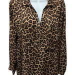 ZARA  Leopard Print Chiffon Blouse Relaxed Full Sleeve Pockets Sexy Sz XL Career Photo 0