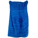 Bill Levkoff Ruched Pleated Strapless Cocktail Dress Ruffle Blue 10 Prom Hoco Photo 4