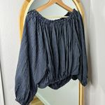 Rag and Bone  Mimi navy striped over the shoulder top blouse Photo 4