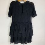 H&M Black Eyelet Ruffle Shift Dress Sz 2 Cotton Photo 5